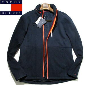 新品▼ トミーヒルフィガー　未使用　ダンボールニット　切替え　ジップジャケット　紺　ネイビー　XLサイズ　TOMMY HILFIGER　メンズ 秋冬