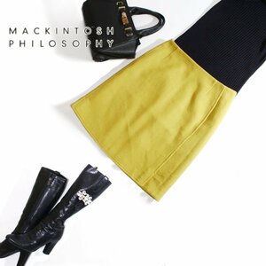  beautiful goods thick extremely thick Macintosh firosofi-MACKINTOSH PHILOSOPHY A line pcs shape wool skirt yellow yellow color 34 5 number beautiful .