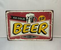 K38d 新品◆アメリカ雑貨 ブリキ看板 ビール ICE COLD BEER おしゃれ かっこいい インテリアに！ レトロ アンティーク ビンテージ_画像2