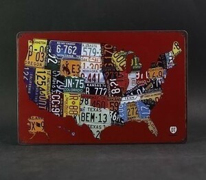 K271 新品◆アメリカン雑貨 ビンテージ風 地図柄 ブリキ看板 おしゃれ かっこいい インテリアに アンティーク ビンテージ レトロ ROUTE66