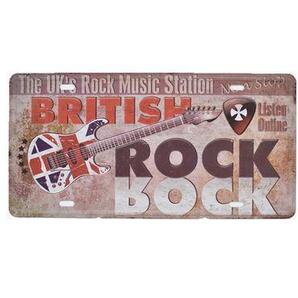 K127 新品●ビンテージ風 ブリキ看板 イギリス BRITISH ROCK おしゃれ ギター かっこいい インテリアに アンティーク レトロ