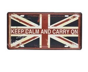 K126 新品●ブリキ看板 ユニオンジャック イギリス 国旗 モチーフ KEEP CALM AND CARRY ON かっこいい インテリアに レトロ アンティーク