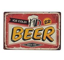 K38d 新品◆アメリカ雑貨 ブリキ看板 ビール ICE COLD BEER おしゃれ かっこいい インテリアに！ レトロ アンティーク ビンテージ_画像1