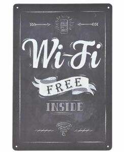K82 新品●ブリキ看板 ビンテージ風 Wi-Fi FREE INSIDE アメリカ雑貨 アメリカ おしゃれ かっこいい アンティーク インテリアに