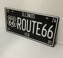 K102 新品◆アメリカ雑貨 ROUTE66 ナンバープレート型 ブリキ看板 ブラック おしゃれ かっこいい インテリアに ビンテージ レトロ_画像3