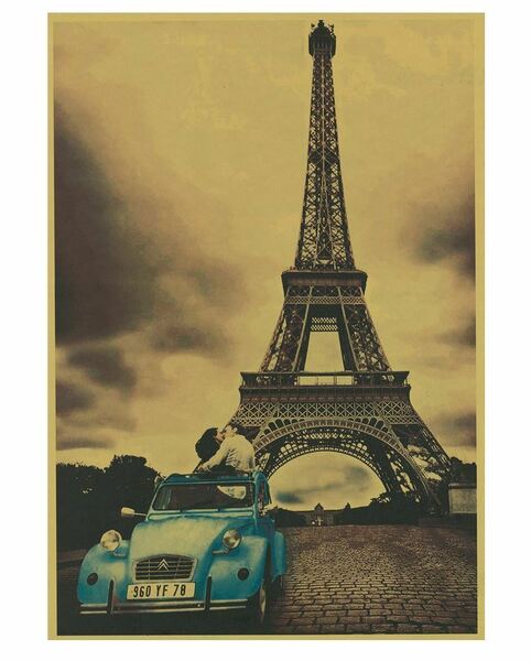 P16 新品●ポスター B3サイズ フランス パリ エッフェル塔 おしゃれなポスター インテリアに！ レトロ ビンテージ スタイリッシュ