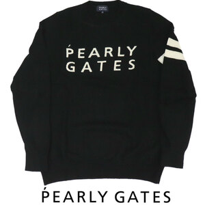 PEARLY GATES パーリーゲイツ　やわらか　カシミヤ＆ウール　クルーネックセーター　ブラック　黒　サイズ４（M)