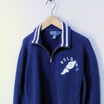 polo ralph lauren ハーフジップスウェットシャツ　sizeM リバーズウィーブ肩幅：約47.5cm 身幅：約55cm 着丈：約64cm_画像1