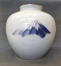 七宝花瓶・霊峰富士山・雲海に富士の図〈銀の有線七宝〉状態良好・無疵完品_画像2