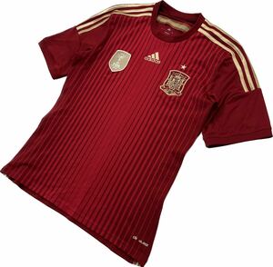 adidas ☆ スペイン代表 サッカーシャツ ユニフォーム Tシャツ 半袖 L エンジ レッド サッカー トレーニング フットサル アディダス■AC297