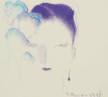 【1on1】真作 天野喜孝 オリジナル 原画 美人画 1995年 額装_画像2