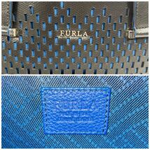 1円〜 【未使用級】フルラ FURLA VULCANO ヴァルカノ メンズ ビジネス ブリーフケース シュリンクレザー 本革 パンチング 肩掛け A4収納_画像9