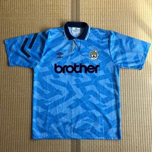 正規品 送料無料 マンチェスターシティUMBRO 1991 Home ユニフォーム Manchester city Football Shirt