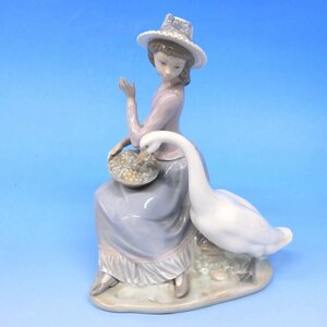 1円～おたからや◆x-A16871　リヤドロ　LLADRO #5034「食いしんぼうなアヒルさん」　少女　フィギュリン　陶器　人形　ブランド西洋置物