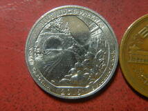 外国・USA／ワシントン２５セント白銅張り銅貨：ブルーリッジパークウエイ（2015年D）　231110_画像1