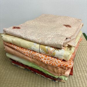 小紋　着物　まとめて　10品　リメイク 材料 ハンドメイド 生地　着付け練習　洗える着物　化繊　U79