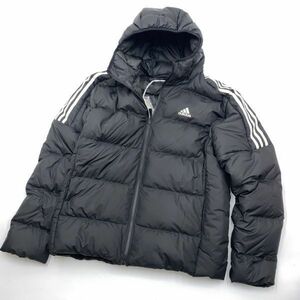 adidas アディダス エッセンシャルズ ミッドウェイト ダウン フード付きジャケット 黒 O GT9141 23-1010-1-7