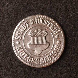 【金属製ノートゲルド】ドイツ ミュンスター 10ペニヒ鉄貨（1918）[E2889]コイン