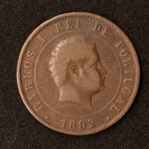 ポルトガル 20レイス銅貨（1892）[E2691]