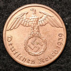 KM#89【ナチス鉤十字】ドイツ第三帝国 1ライヒスペニヒ銅貨（1939）ベルリン製造[E1182]コイン　