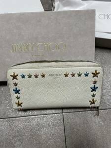 JIMMY CHOO ジミーチュウ 財布 長財布 ロングウォレット スター 星 スタッズ マルチカラー　レザー ホワイト