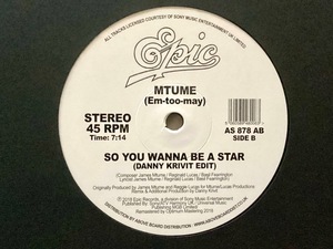 MTUME - SO YOU WANNA BE A STAR (Original ＋ Danny Krivit Edit) - 2018 UK EPIC 12インチ