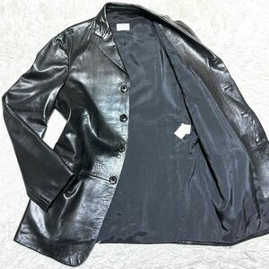 未使用級XLサイズ◎ アルマーニコレッツォーニ【驚異のトロトロ質感】ARMANI COLLEZIONI ラムレザー ジャケット ナッパレザー 羊革 極光沢