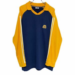 【希少】海外限定　90s adidas Vネック　3STRIPERS初期　XL シャツ 紺