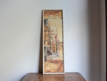 アンティーク家具 雑貨 オブジェ 木製フレーム ヴィンテージ ウォールデコレーション (絵画)油彩1966パリ_画像1