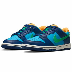 24.5cm ナイキ ダンク ロー GS 紺/水/黄緑/黄 DV1693-401 NIKE DUNK LOW