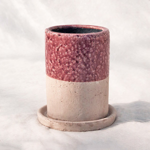 【送料無料】植木鉢 釉薬陶器製 インテリアポット シリンダー パープル / 4寸・φ11×H16.5cm