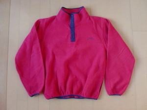 LL.BEAN L e ruby n fleece pull over pink Kids XL reflector attaching 