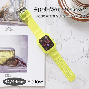 Apple watch band 42mm 44mm sport silicon yellow clear Raver Serie1 2 3 4 5 6 SE contact charge Qi new goods Impact-proof Apple watch 