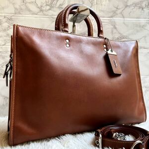 ●極美品/希少モデル COACH コーチ ローグ ビジネスバッグ ブリーフケース グラブタンレザー オールドコーチ メンズ 11647 ブラウン 2way