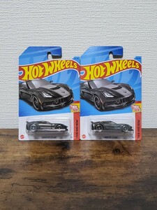 ★2台セット★ホットウィール コルベット CORVETTE C7 Z06 ガンメタ Hot Wheels 未開封★