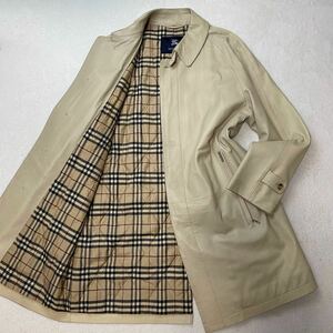 美品【極上のラムレザー】 BURBERRY LONDON バーバリーロンドン 裏地 キルティング ノバチェック 羊革 ステンカラーコート L位 メンズ 高級