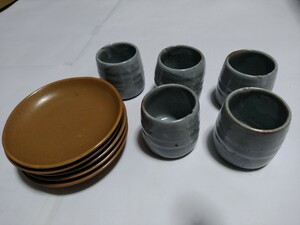 和食器　湯呑み(手作り)　小皿・5客セット　　　　　