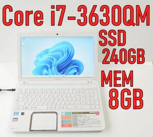 i7 メモリー 8GB 新品 SSD 240GB dynabook T552/58GWD win11pro ４コア Core i7-3630QM 東芝 #1461