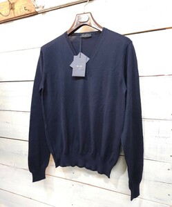  new goods *PRADA Prada V neck knitted sweater men's 46 Italy made tag attaching navy series va- Gin wool 