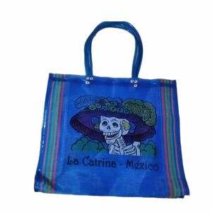 メキシコ産　メッシュバッグ　L カトリーナ　メルカドバッグ　ブルー トートバッグ