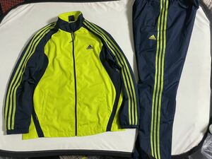 大きいサイズO アディダス【adidas】ウインドブレーカー ジャージ 上下 セットアップ 3本ライン 美品