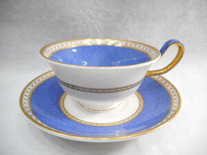 ☆WEDGWOOD　ウェッジウッド　カップ＆ソーサー　ユーランダーパウダー　ブルー　金彩　ボーンチャイナ　インテリア　保管品　既存箱無し