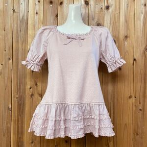  ultimate beautiful goods *PINKHOUSE * Pink House # short sleeves cut and sewn loan switch cotton cotton loan pico frill pink 