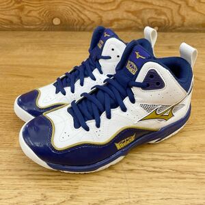 【美品☆サイズ21.0㎝】MIZUNO ＊ ミズノ ジュニア バスケットボール シューズ ルーキー BB5 ROOKIE 室内用 軽量バッシュ ホワイトネイビー