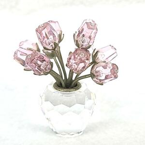 □良品 ◆ スワロフスキー　SWAROVSKI ピンクローズ　ローズポット　薔薇 12本のバラ 628343 廃盤　希少　レア