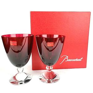 ◇未使用 ◆ バカラ Baccarat ベガ レッド スモールグラス ペア 2客 箱つき ワイングラス ウォーターグラス