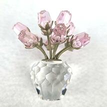 □良品 ◆ スワロフスキー　SWAROVSKI ピンクローズ　ローズポット　薔薇 12本のバラ 628343 廃盤　希少　レア_画像6