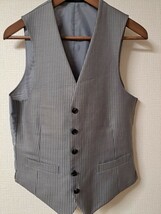 メンズビギ　MEN'S BIGI CROWDED CLOSET　リバーシブル　ベスト　サイズS　シャドウストライプ　黒　グレー_画像1