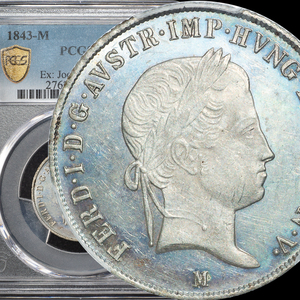 【ブルートーン最高鑑定唯一品】1843年 オーストリア 20クロイツァー銀貨 PCGS MS62/アンティークコイン シルバー