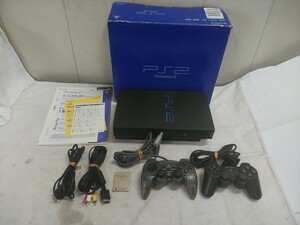 ソニー PS2 プレステ2セット【 本体SCPH-10000／コントローラー SCPH-10010 HORI ANALOG SINDOU PAD／8MGメモリー他 】中古 通電のみ確認